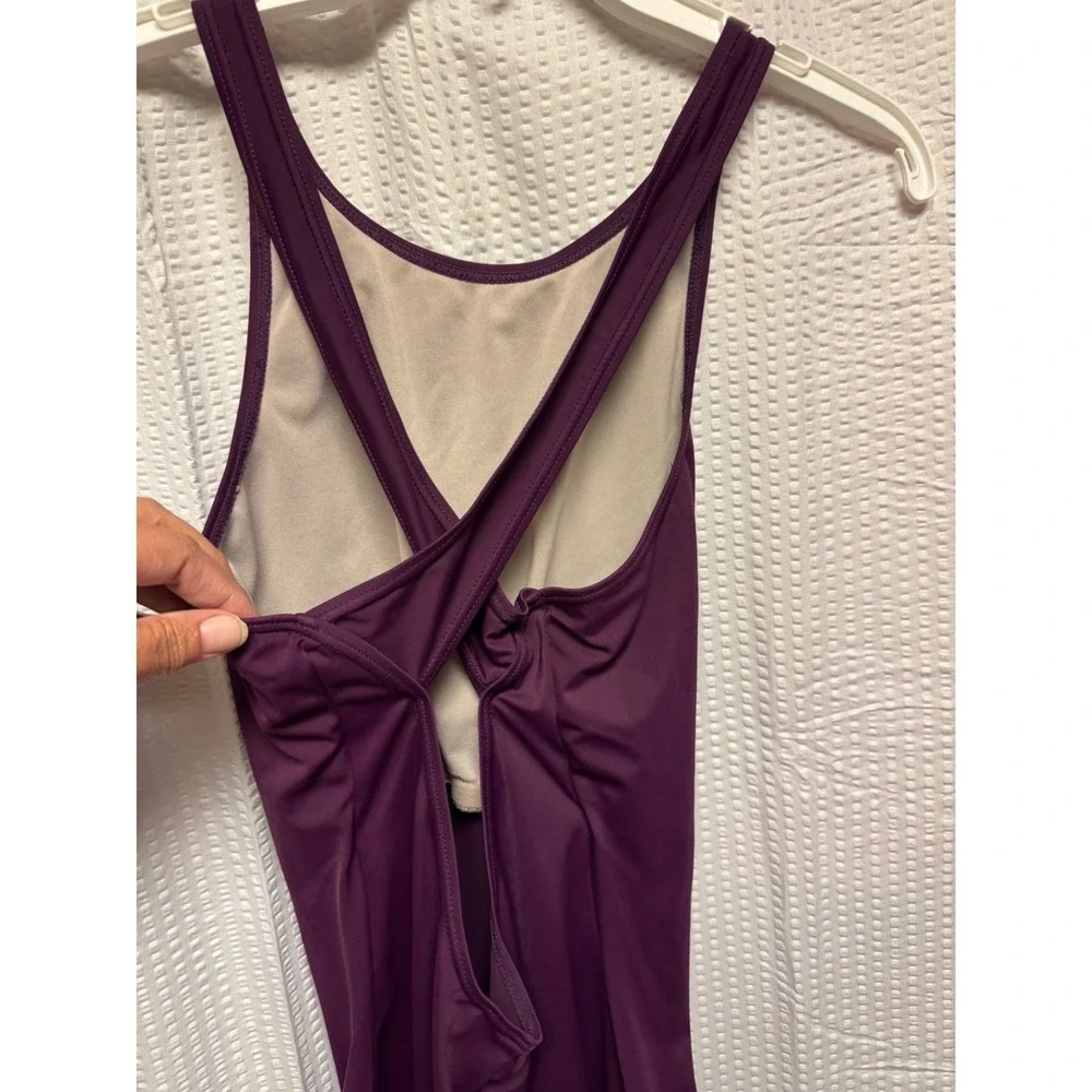 Balera Women's Athletic Racer Back One-Piece Purple Swimsuit SZ Large